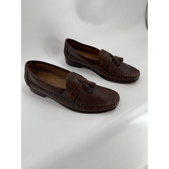 Florsheim Bio Comfort Men's Size 11.5 D Brown Leather Woven Tassel Loafers  EUC - Picture 1 of 11